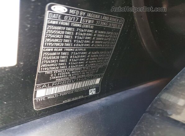 SALRRBBV1HA011217 2017 LAND ROVER DISCOVERY Black Панорамний вид салону 360°