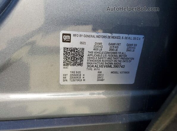 3GKALVEV6ML390743 2021 GMC TERRAIN Gray Vista interior de 360 grados