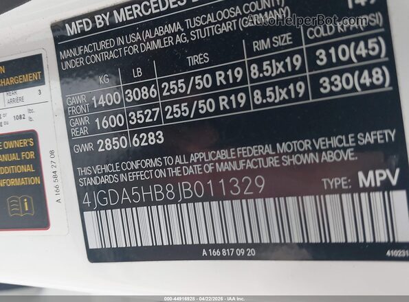 4JGDA5HB8JB011329 2018 MERCEDES-BENZ GLE 350 White Widok komory silnika