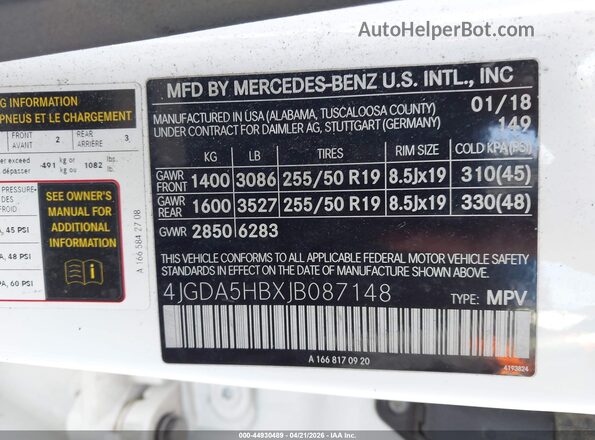 4JGDA5HBXJB087148 2018 MERCEDES-BENZ GLE 350 White Vista del compartimento del motor