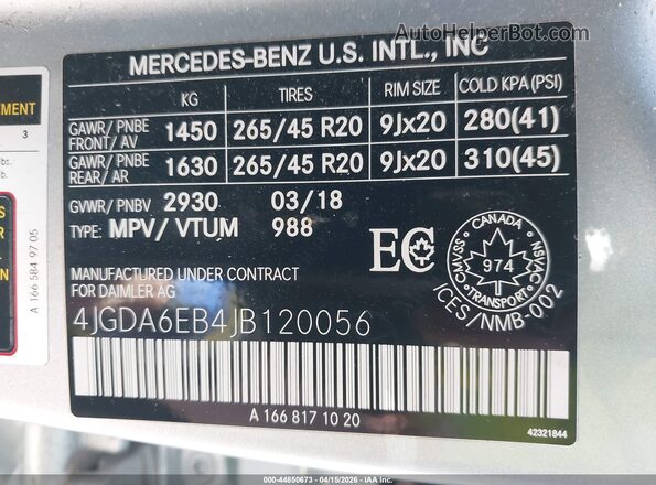 4JGDA6EB4JB120056 2018 MERCEDES-BENZ AMG GLE 43 Silver Engine compartment view