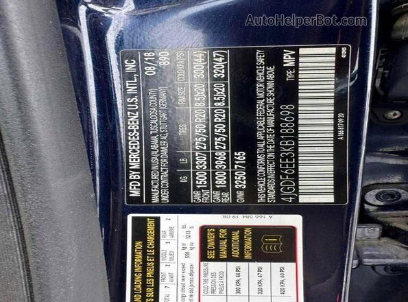 4JGDF6EE3KB188698 2019 MERCEDES-BENZ GLS Blue Widok tylnych siedzeń