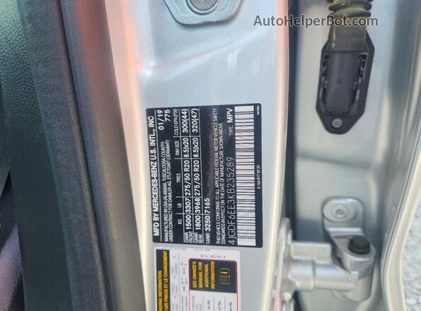 4JGDF6EE3KB235289 2019 MERCEDES-BENZ GLS Gray VIN կոդի պիտակի տեսք