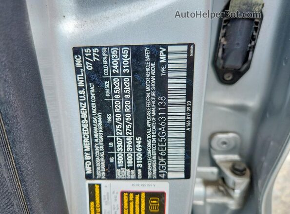 4JGDF6EE5GA631138 2016 MERCEDES-BENZ GL-CLASS Silver 