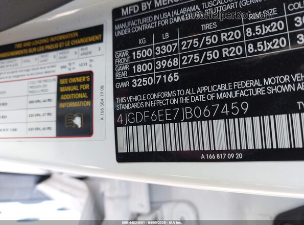 4JGDF6EE7JB067459 2018 MERCEDES-BENZ GLS 450 White ძრავის განყოფილების ხედი