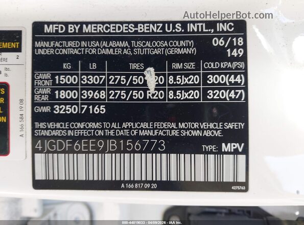 4JGDF6EE9JB156773 2018 MERCEDES-BENZ GLS 450 White Вид підкапотного простору