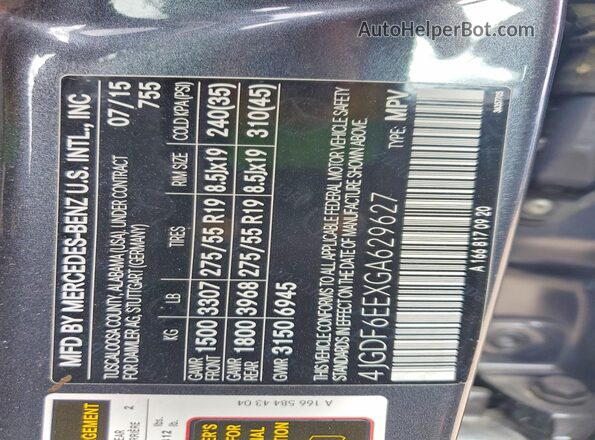 4JGDF6EEXGA629627 2016 MERCEDES-BENZ GL-CLASS Gray 360 interior view