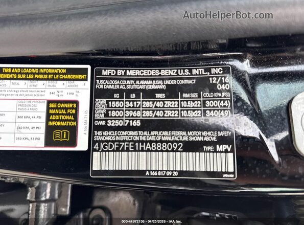 4JGDF7FE1HA888092 2017 MERCEDES-BENZ AMG GLS 63 Черный Вид подкапотного пространства