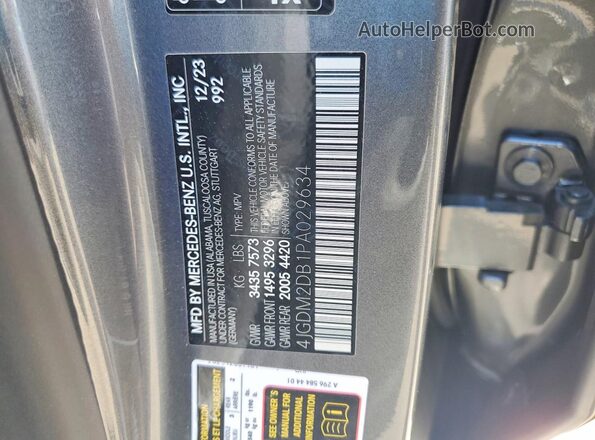 4JGDM2DB1PA029634 2023 MERCEDES-BENZ EQS Gray Vista interior de 360 grados