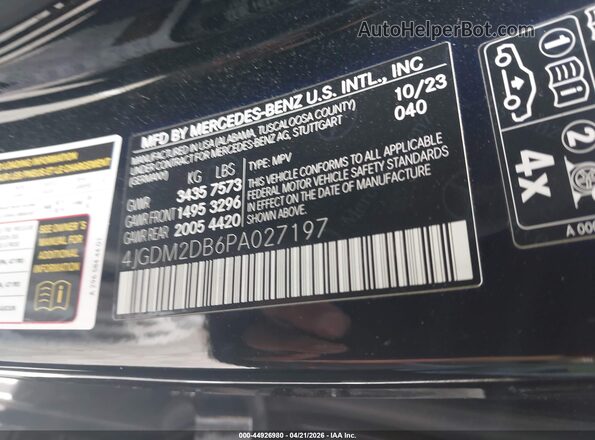 4JGDM2DB6PA027197 2023 MERCEDES-BENZ EQS 450+ SUV Black Widok komory silnika