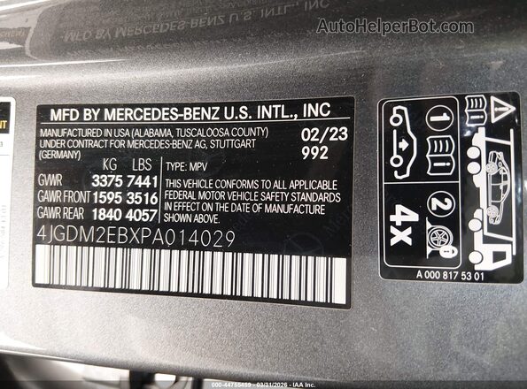 4JGDM2EBXPA014029 2023 MERCEDES-BENZ EQS 450 SUV Gray Շարժիչի բաժամունքի տեսք