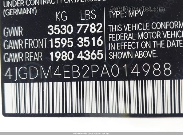 4JGDM4EB2PA014988 2023 MERCEDES-BENZ EQS 580 SUV White Widok komory silnika