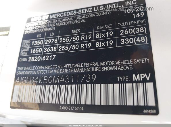 4JGFB4KB0MA311739 2021 MERCEDES-BENZ GLE 350 Белый Вид подкапотного пространства