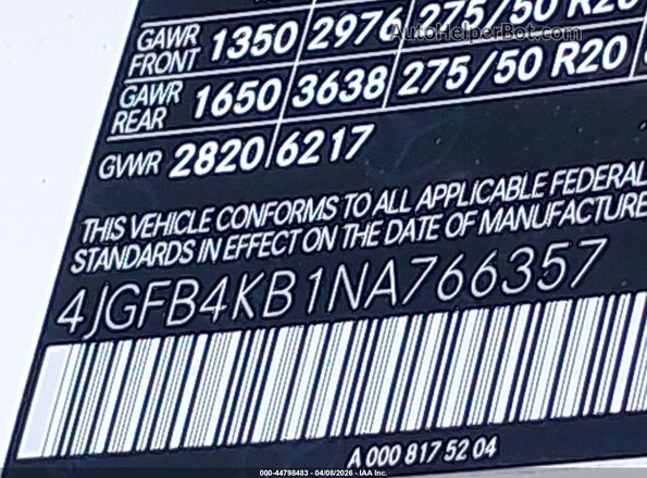 4JGFB4KB1NA766357 2022 MERCEDES-BENZ GLE 350 White Вид підкапотного простору