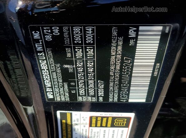 4JGFB4KB4MA555247 2021 MERCEDES-BENZ GLE Black VIN կոդի պիտակի տեսք