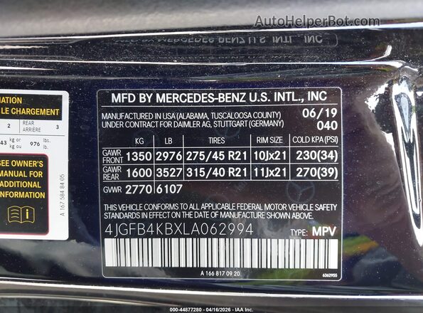 4JGFB4KBXLA062994 2020 MERCEDES-BENZ GLE 350 Black Engine compartment view