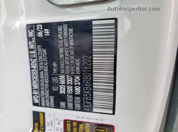 4JGFB5KB6RB016202 2024 MERCEDES-BENZ GLE White VIN sticker view