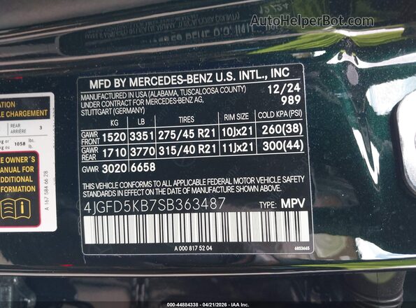 4JGFD5KB7SB363487 2025 MERCEDES-BENZ GLE 450 COUPE Зеленый 