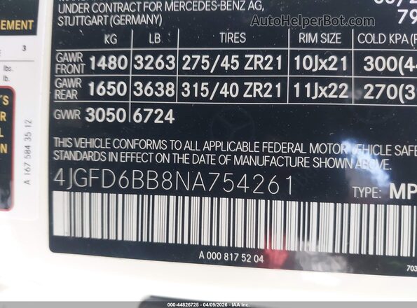 4JGFD6BB8NA754261 2022 MERCEDES-BENZ AMG GLE 53 COUPE White Vista del compartimento del motor