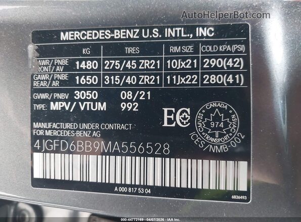 4JGFD6BB9MA556528 2021 MERCEDES-BENZ AMG GLE 53 COUPE Gray Widok komory silnika