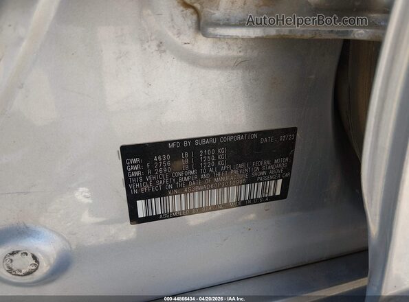 4S3BWAD60P3010905 2023 SUBARU LEGACY Silver Widok komory silnika