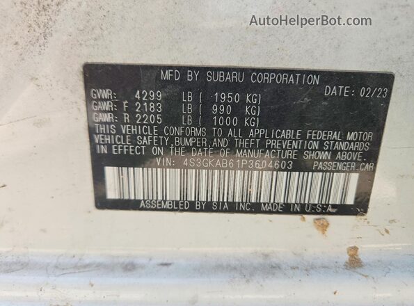4S3GKAB61P3604603 2023 SUBARU IMPREZA White ძრავის განყოფილების ხედი