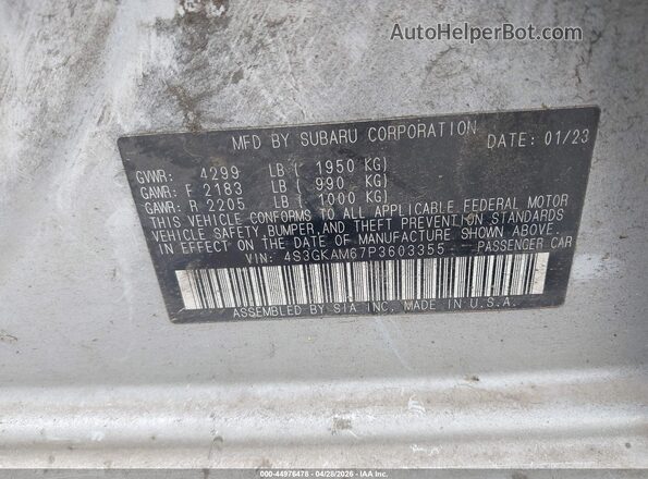 4S3GKAM67P3603355 2023 SUBARU IMPREZA Silver ძრავის განყოფილების ხედი