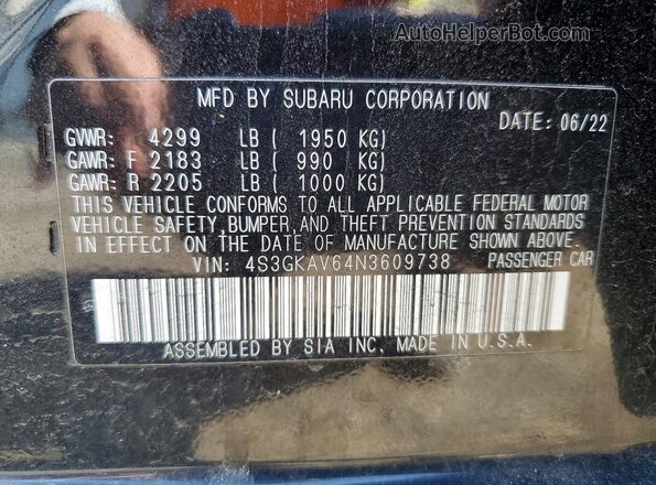 4S3GKAV64N3609738 2022 SUBARU IMPREZA Black Widok komory silnika