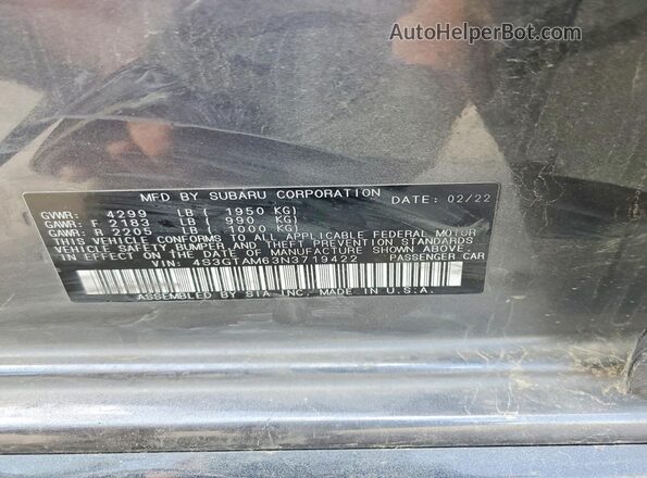 4S3GTAM63N3719422 2022 SUBARU IMPREZA Gray Widok komory silnika
