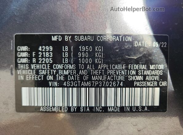 4S3GTAM67P3702674 2023 SUBARU IMPREZA Charcoal Շարժիչի բաժամունքի տեսք