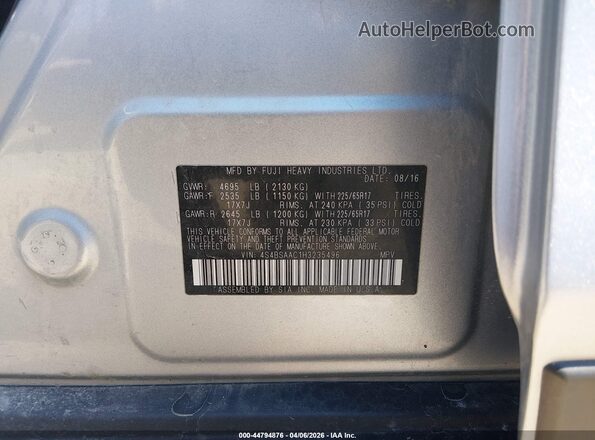 4S4BSAAC1H3235496 2017 SUBARU OUTBACK Серебряный Вид подкапотного пространства