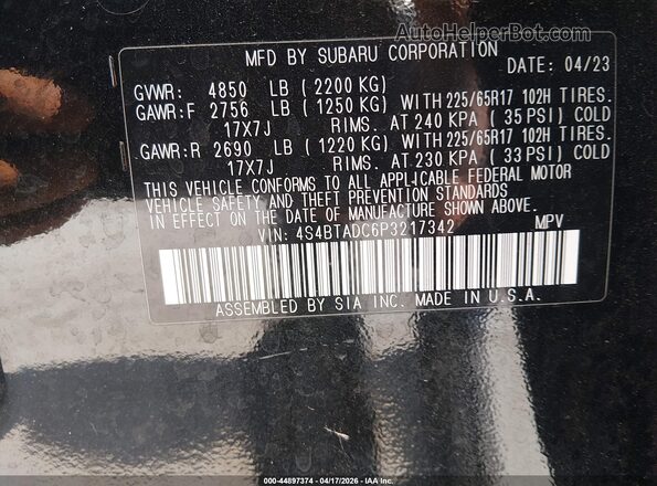 4S4BTADC6P3217342 2023 SUBARU OUTBACK Black 