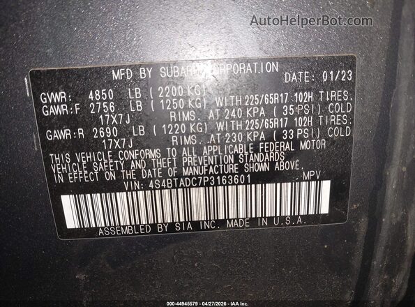 4S4BTADC7P3163601 2023 SUBARU OUTBACK Gray Widok komory silnika
