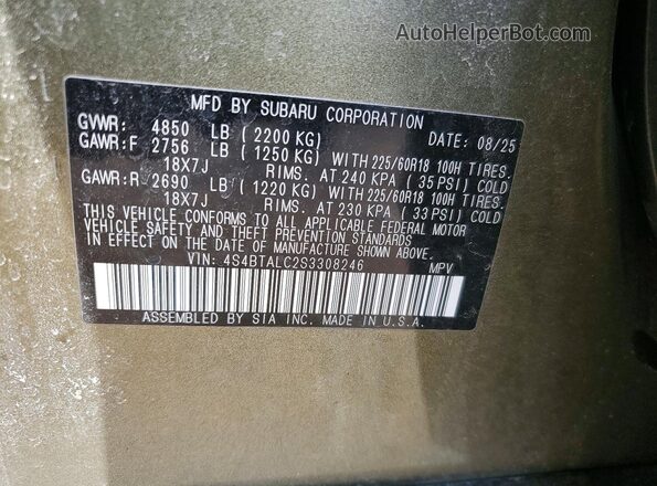 4S4BTALC2S3308246 2025 SUBARU OUTBACK Green Vista del compartimento del motor