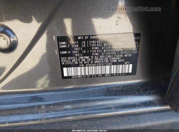 4S4GUHL62R3717606 2024 SUBARU CROSSTREK Gray Вид підкапотного простору