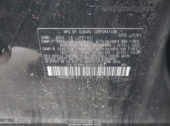 4S4WMACDXN3409837 2022 SUBARU ASCENT Серый Вид подкапотного пространства