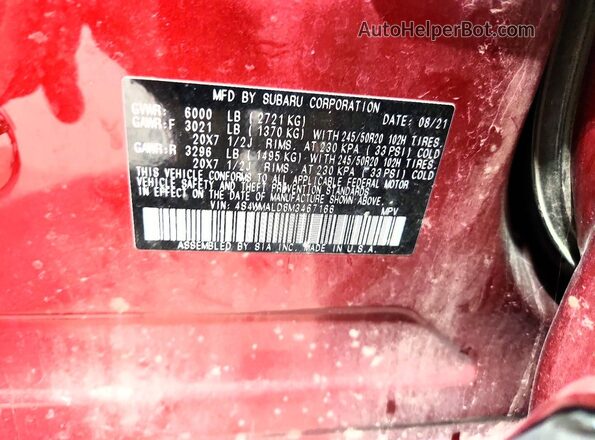 4S4WMALD6M3467166 2021 SUBARU ASCENT Burgundy Панорамний вид салону 360°
