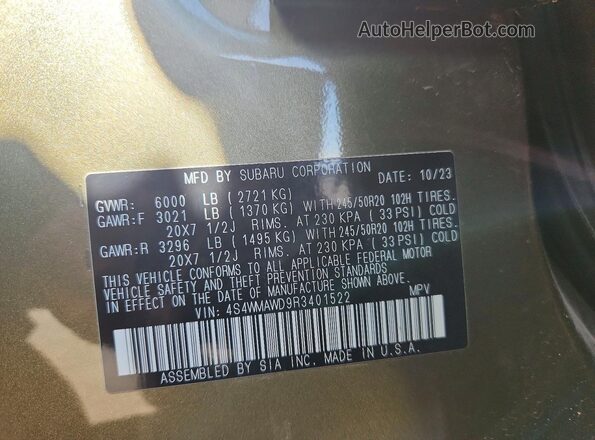 4S4WMAWD9R3401522 2024 SUBARU ASCENT Green Вид підкапотного простору