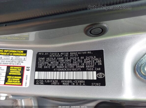4T1DAACK3SU166375 2025 TOYOTA LE Silver 
