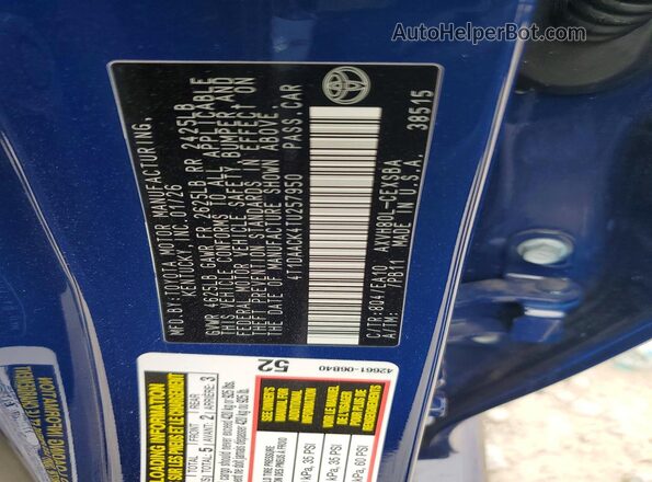 4T1DAACK4TU257950 2026 TOYOTA CAMRY Blue ძრავის განყოფილების ხედი