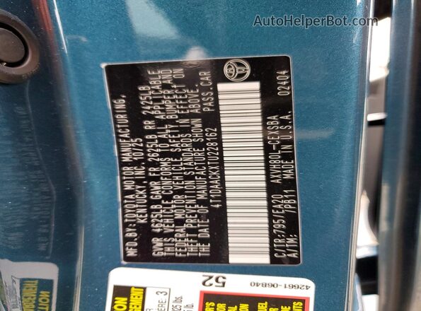 4T1DAACKXTU228162 2026 TOYOTA CAMRY Blue 