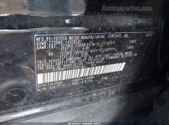 4T3RWRFV7LU006584 2020 TOYOTA LE Black 