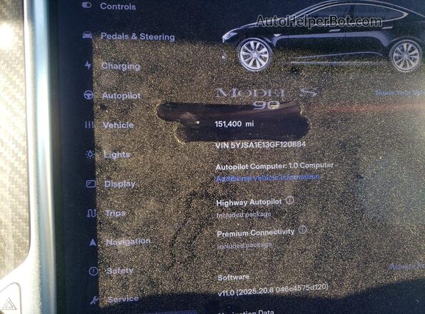 5YJSA1E13GF120884 2016 TESLA MODEL S Black Vista de los asientos traseros