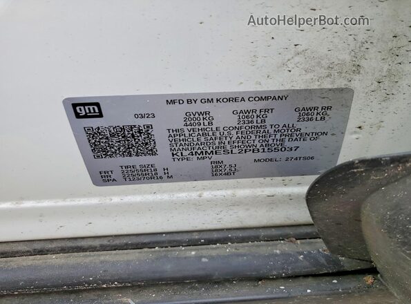 KL4MMESL2PB155037 2023 BUICK ENCORE Cream Widok naklejki z numerem VIN