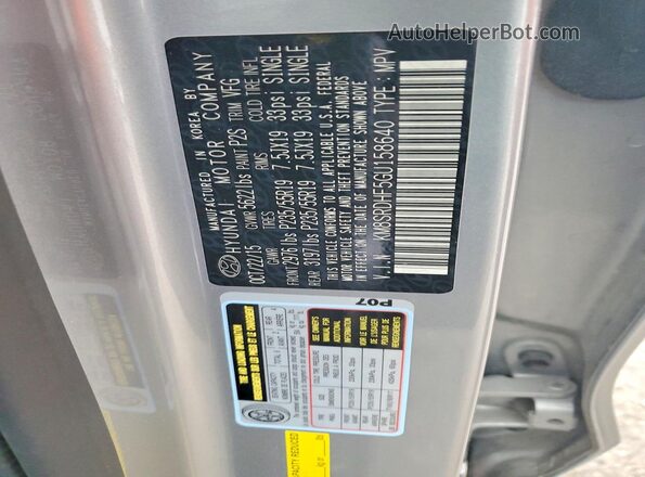 KM8SRDHF5GU158640 2016 HYUNDAI SANTA FE Silver Widok naklejki z numerem VIN