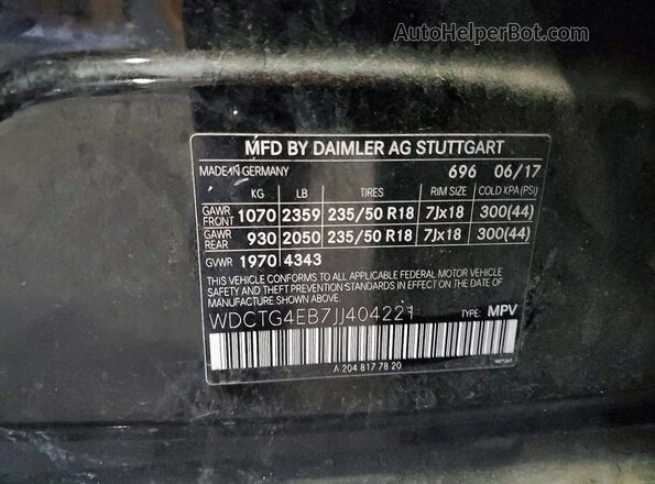 WDCTG4EB7JJ404221 2018 MERCEDES-BENZ GLA-CLASS Black სალონის 360-გრადუსიანი ხედი