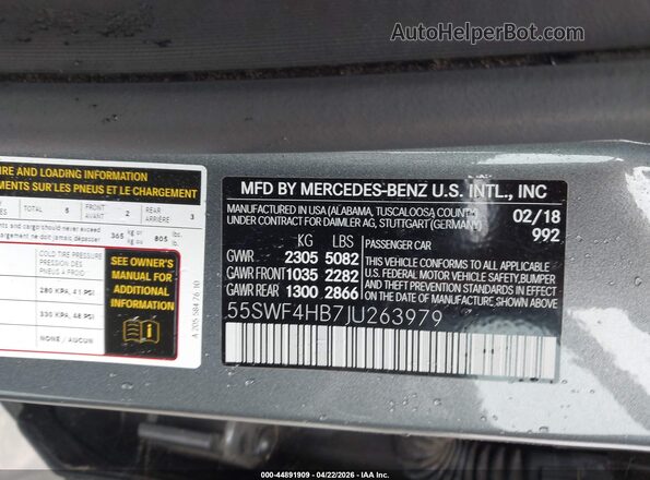 55SWF4HB7JU263979 2018 MERCEDES-BENZ C 350E Серый Вид подкапотного пространства