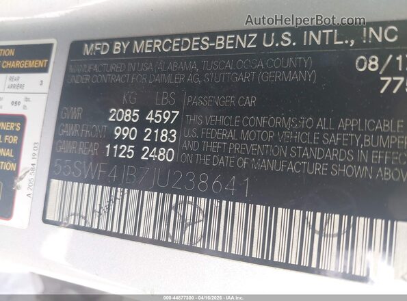 55SWF4JB7JU238641 2018 MERCEDES-BENZ C-CLASS Gray Vista del compartimento del motor