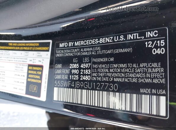 55SWF4JB9GU127730 2016 MERCEDES-BENZ C-CLASS Black Engine compartment view