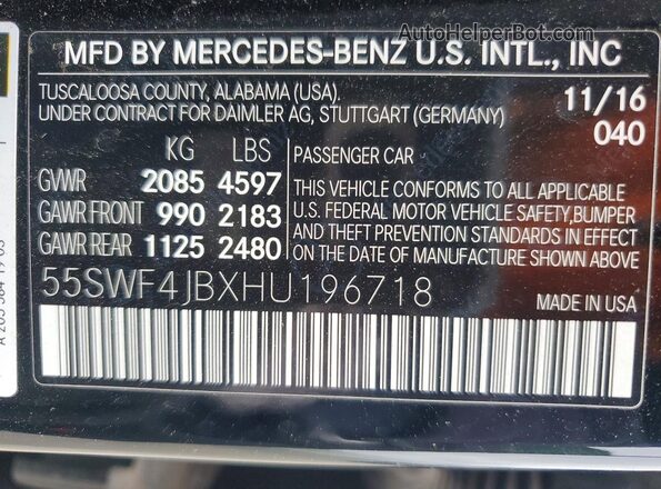 55SWF4JBXHU196718 2017 MERCEDES-BENZ C Black Engine compartment view